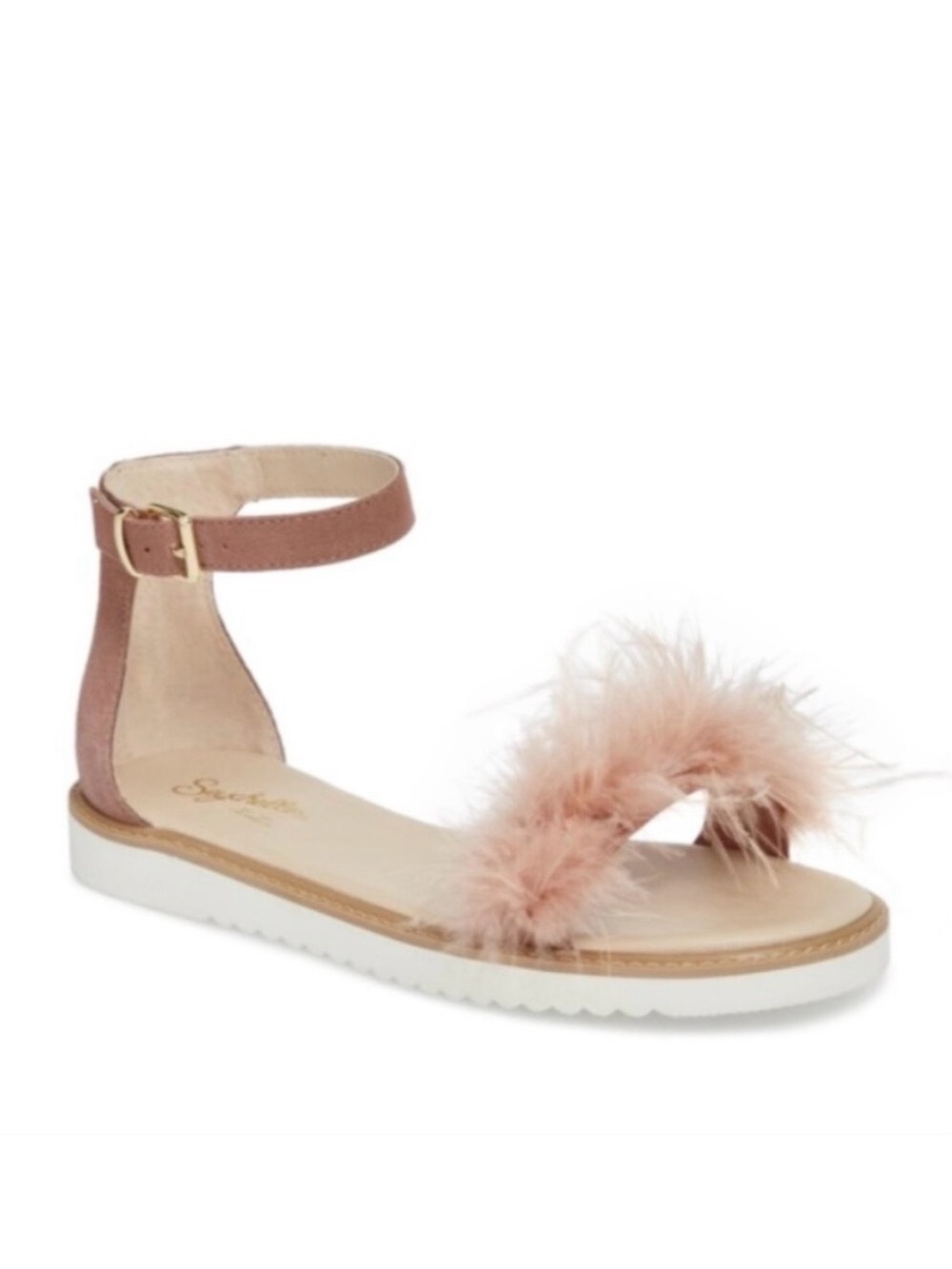 Seychelles Ruffle A Few Leather/Feather Flat Sandals Women’s Size 8